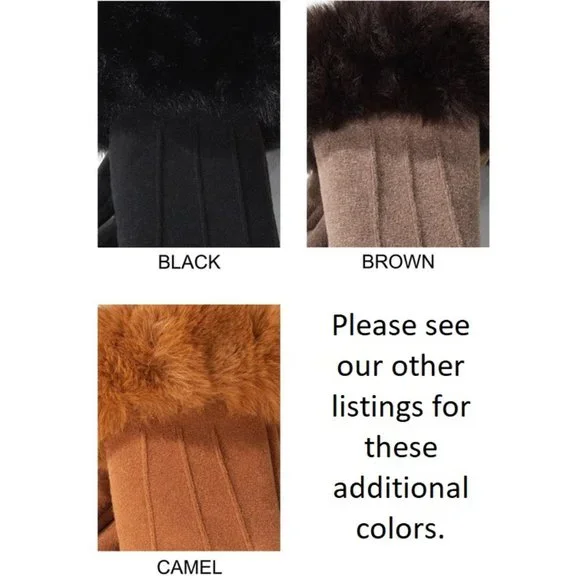 🆕 Black Velvet Microfiber Gloves w/ Luxurious Faux Fur Cuffs 🆕 - Picture 3 of 3